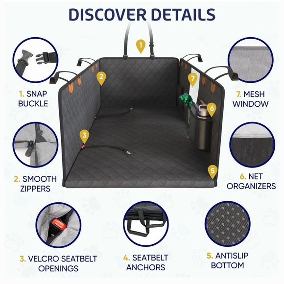 NEW Katziela Extended Back Car Seat Cover, Large, Black - Picture 5 of 14